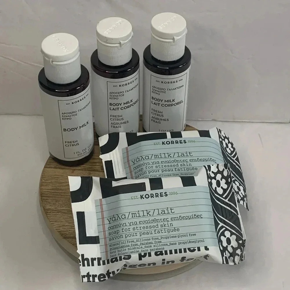 KORRES Body Milk Wash 5-Piece Travel Size Set for Stressed Skin New
